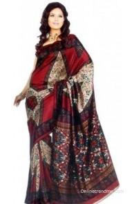 Sunaina Striped Silk, Synthetic Sari